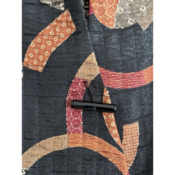 IC by Connie K Small Asymmetrical Jacket‎ Shirt Artsy Boho Abstract Black Orange - Picture 4 of 6